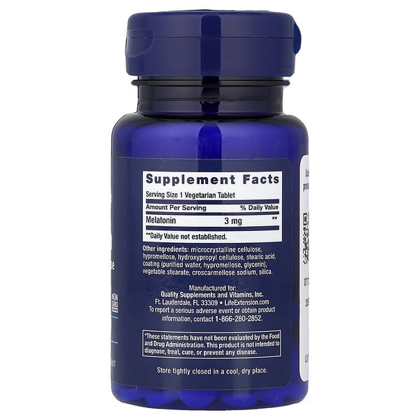 Alternative view of Life Extension, Melatonin, 6 Hour Timed Release, 3 mg, 60 Vegetarian Tablets