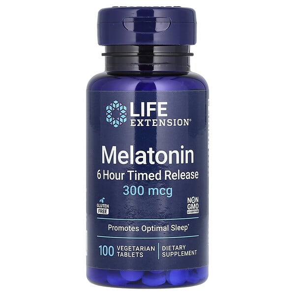 Life Extension, Melatonin, 6 Hour Timed Release, 300 mcg, 100 Vegetarian Tablets