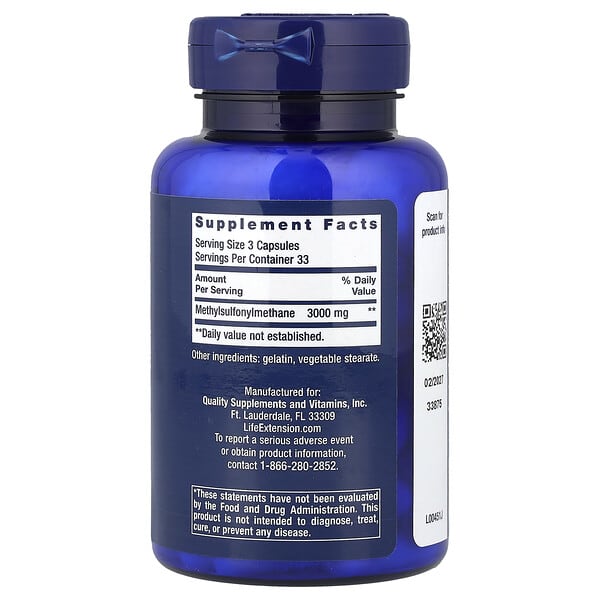 Alternative view of Life Extension, MSM, 100 Capsules (1,000 mg per Capsule)