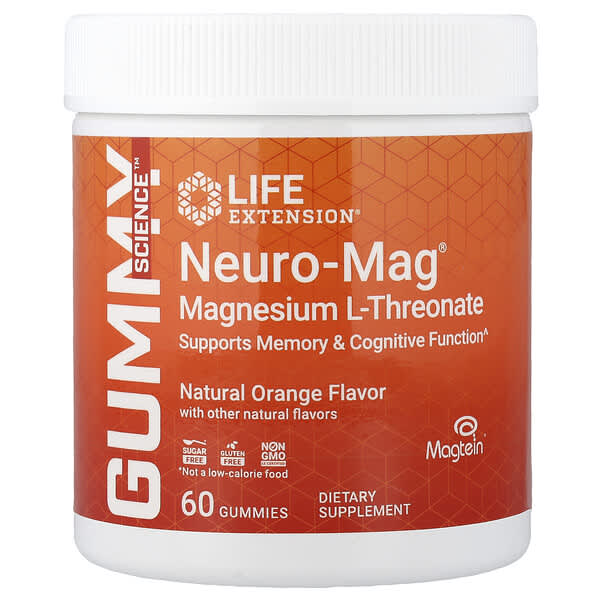 Life Extension, Neuro-Mag®, Magnesium L-Threonate, Natural Orange, 60 Gummies (36 mg per Gummy)