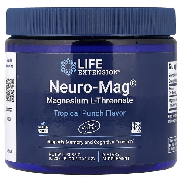 Life Extension, Neuro-Mag®, Magnesium L-Threonate, Tropical Punch, 3.293 oz (93.35 g)
