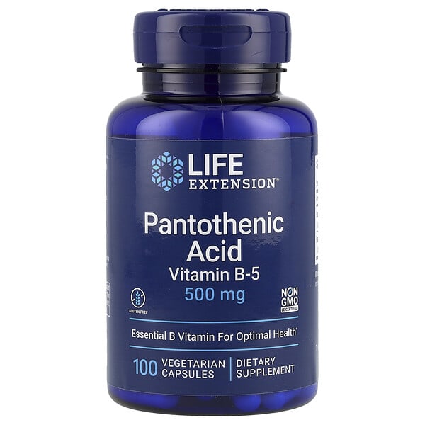 Life Extension, Pantothenic Acid, Vitamin B-5, 500 mg, 100 Vegetarian Capsules 4 Life Extension, Pantothenic Acid, Vitamin B-5, 500 mg, 100 Vegetarian Capsules