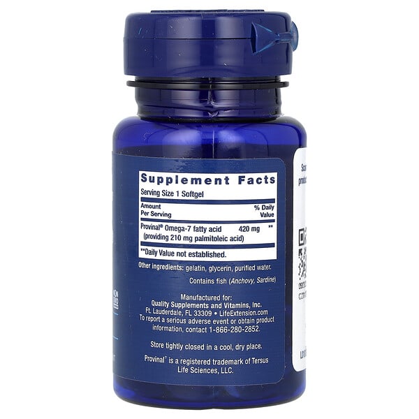 Alternative view of Life Extension, Provinal® Purified Omega-7, 30 Softgels (420 mg per Softgel)