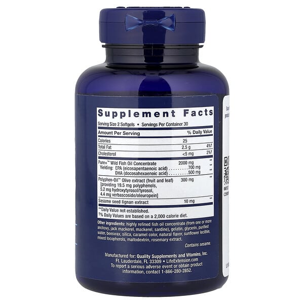 Alternative view of Life Extension, Super Omega-3, EPA/DHA Fish Oil, Sesame Lignans & Olive Extract, 60 Softgels