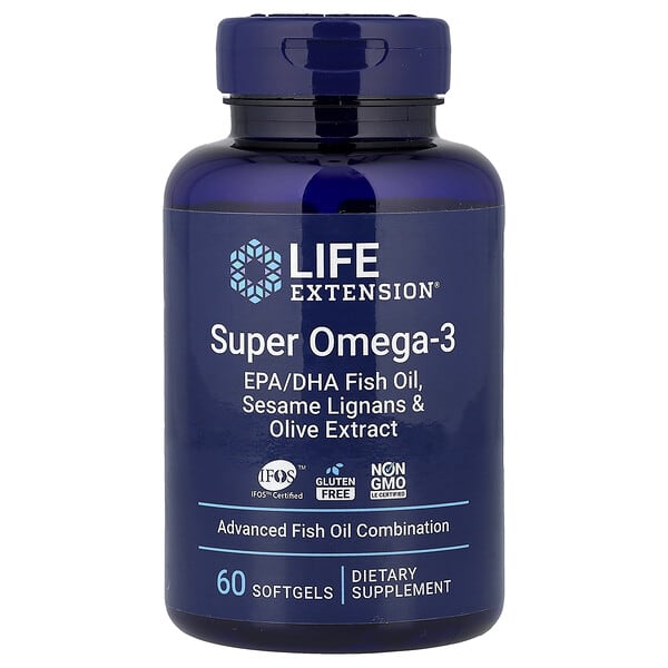 Life Extension, Super Omega-3, EPA/DHA Fish Oil, Sesame Lignans & Olive Extract, 60 Softgels