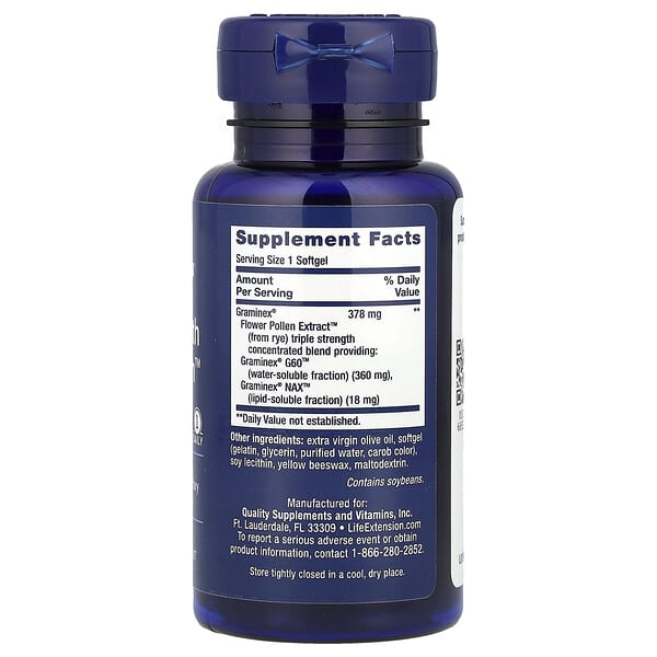 Alternative view of Life Extension, Triple Strength ProstaPollen™, 30 Softgels (378 mg per Softgel)