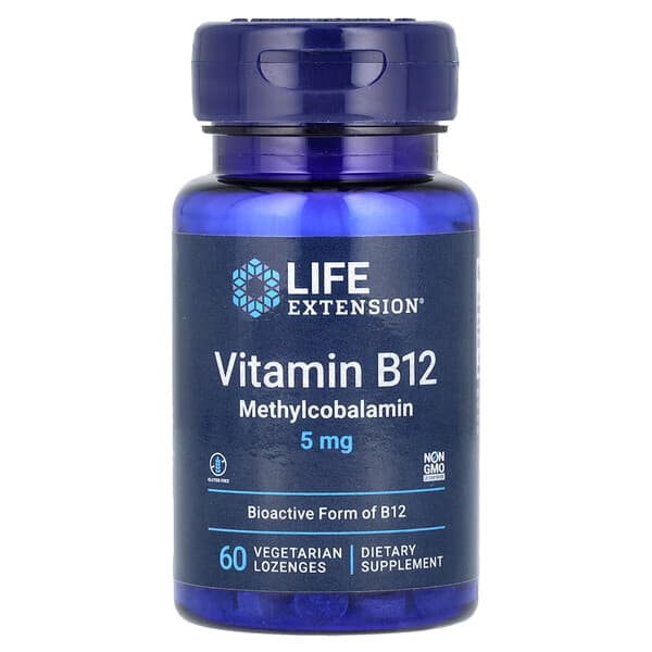 Life Extension, Vitamin B12 Methylcobalamin, 5 mg, 60 Vegetarian Lozenges 2 Life Extension, Vitamin B12 Methylcobalamin, 5 mg, 60 Vegetarian Lozenges