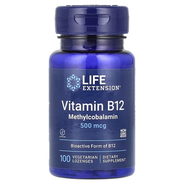 Life Extension, Vitamin B12, Methylcobalamin, 500 mcg, 100 Vegetarian Lozenges