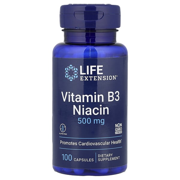 Life Extension, Vitamin B3 Niacin, 500 mg, 100 Capsules