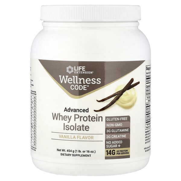 Life Extension, Wellness Code®, Advanced Whey Protein Isolate, Vanilla, 1 lb (454 g)