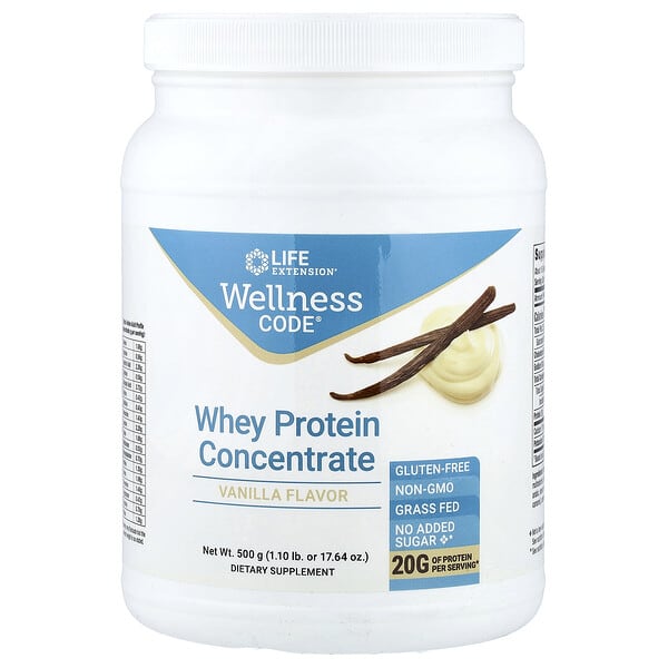 Life Extension, Wellness Code®, Whey Protein Concentrate, Vanilla, 1.10 lb (500 g)