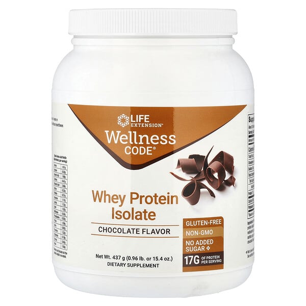 Life Extension, Wellness Code®, Whey Protein Isolate, Chocolate, 0.96 lb (437 g)