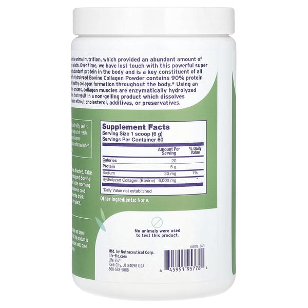 Alternative view of Life-flo, Grass Fed Hydrolyzed Bovine Collagen Powder, Unflavored, 12.7 oz (360 g)