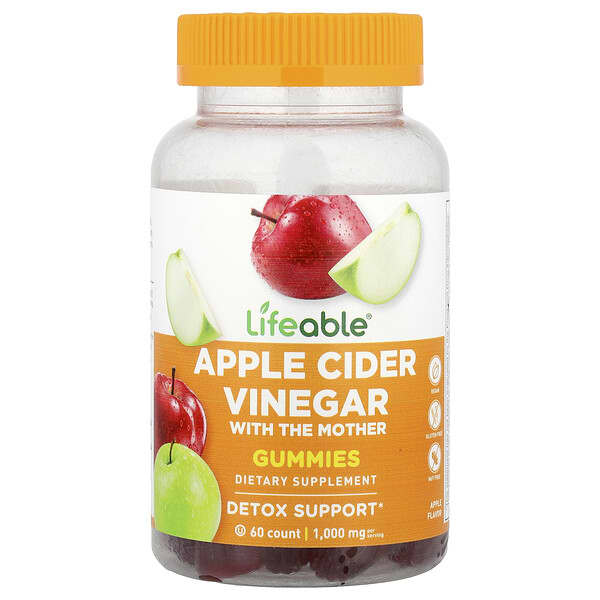 Lifeable, Apple Cider Vinegar Gummies, Apple , 60 Gummies