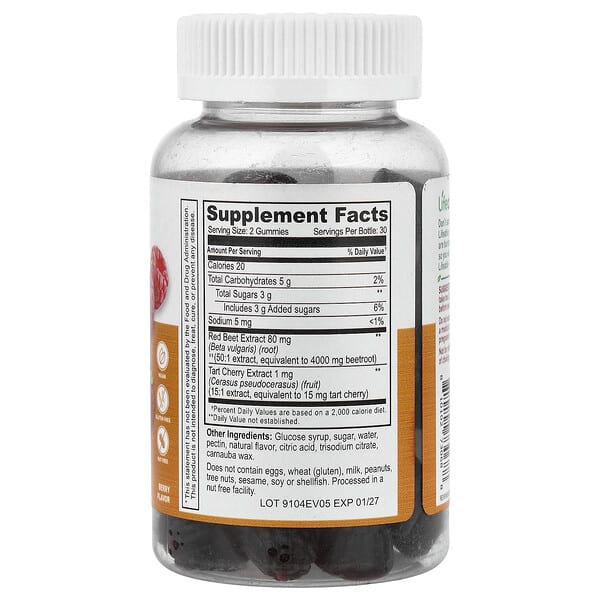 Alternative view of Lifeable, Beet Root + Tart Cherry Extract Gummies, Berry, 60 Gummies