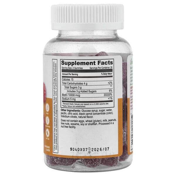 Alternative view of Lifeable, Biotin Gummies, Raspberry, 60 Gummies (5,000 mcg per Gummy)