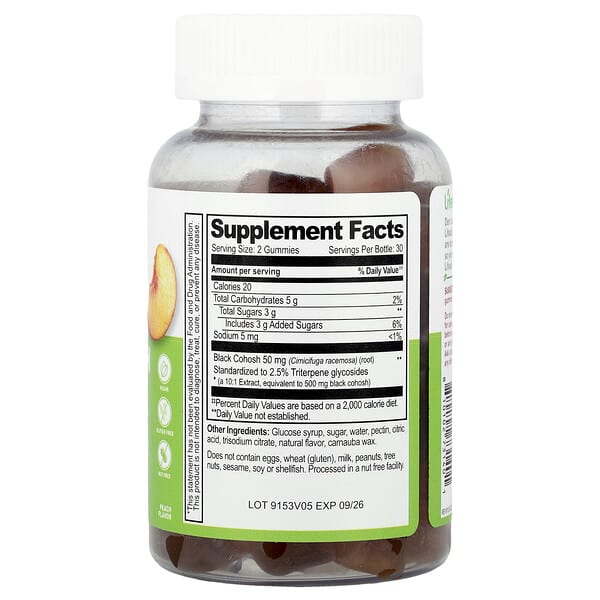 Alternative view of Lifeable, Black Cohosh Root Gummies, Peach, 60 Gummies (25 mg per Gummy)