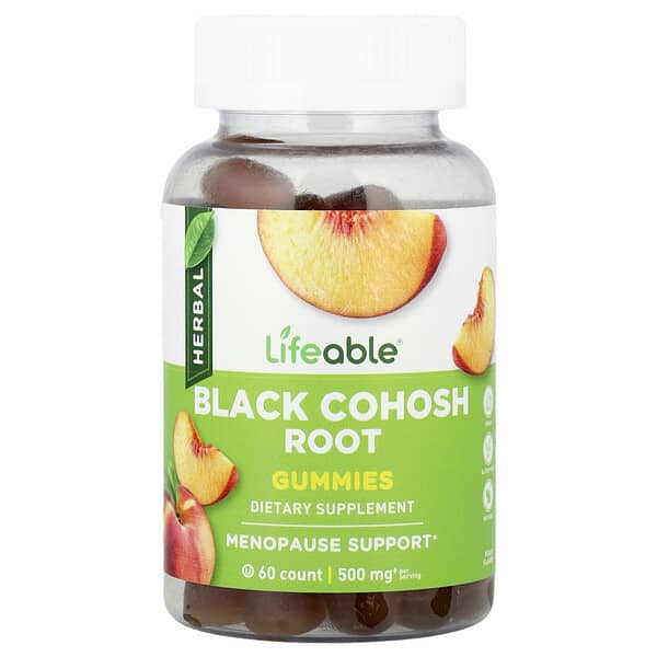 Lifeable, Black Cohosh Root Gummies, Peach, 60 Gummies (25 mg per Gummy)