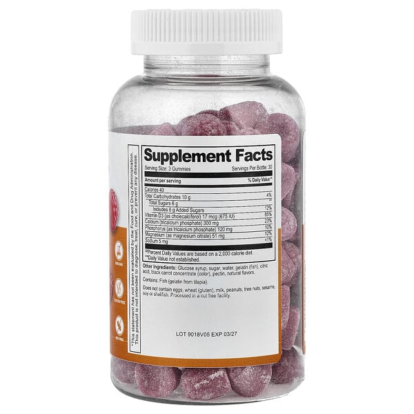 Alternative view of Lifeable, Calcium Magnesium + Vitamin D3 Gummies, Raspberry, 90 Gummies