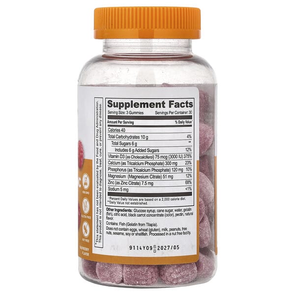 Alternative view of Lifeable, Calcium, Magnesium & Zinc + Vitamin D3 Gummies, Raspberry, 90 Gummies