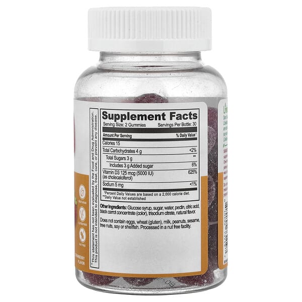Alternative view of Lifeable, High Potency Vitamin D3 Gummies, Strawberry, 60 Gummies (62.5 mg (2,500 IU) per Gummy)
