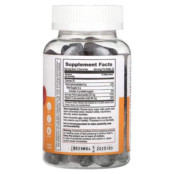 Alternative view of Lifeable, Iron + Vitamin C Gummies, Grape, 60 Gummies