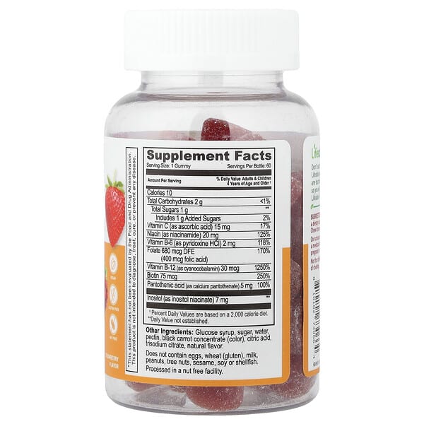 Alternative view of Lifeable, Kids B Complex + Vitamin C Gummies, Strawberry, 60 Gummies