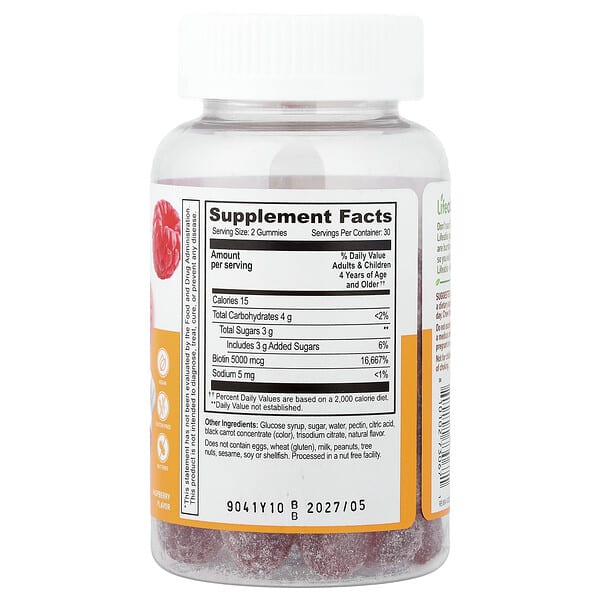 Alternative view of Lifeable, Kids, Biotin Gummies, Raspberry, 60 Gummies (2,500 mcg per Gummy)