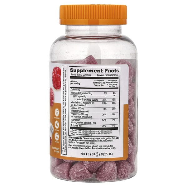 Alternative view of Lifeable, Kids Calcium Magnesium + Vitamin D3 Gummies, Raspberry, 90 Gummies