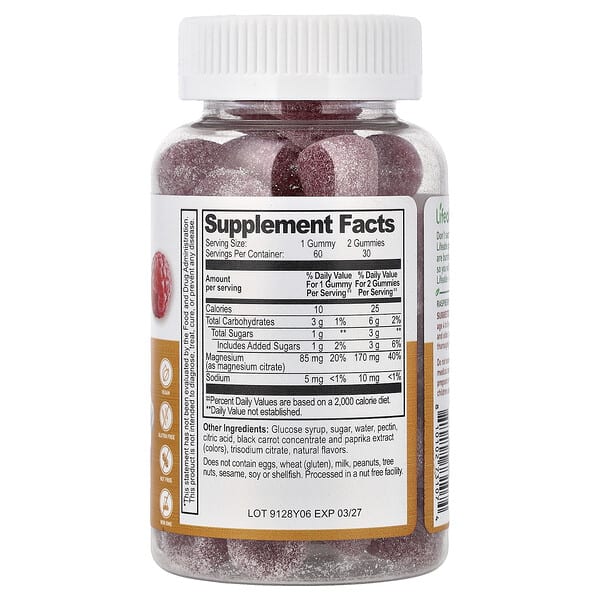 Alternative view of Lifeable, Kids, Magnesium Citrate Gummies, Raspberry, 60 Gummies (85 mg per Gummy)