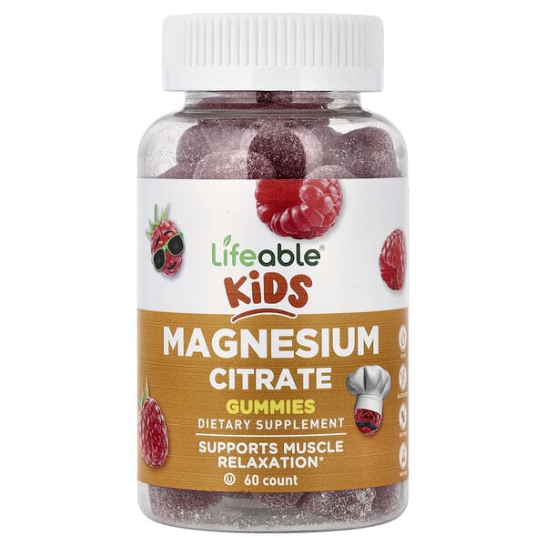 Lifeable, Kids, Magnesium Citrate Gummies, Raspberry, 60 Gummies (85 mg per Gummy) 4 Lifeable, Kids, Magnesium Citrate Gummies, Raspberry, 60 Gummies (85 mg per Gummy)