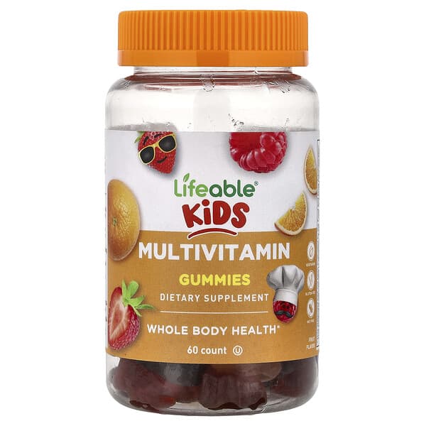 Lifeable, Kids Multivitamin Gummies, Fruit, 60 Gummies