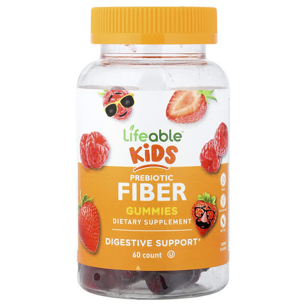 Lifeable, Kids, Prebiotic Fiber Gummies, Berry, 60 Gummies