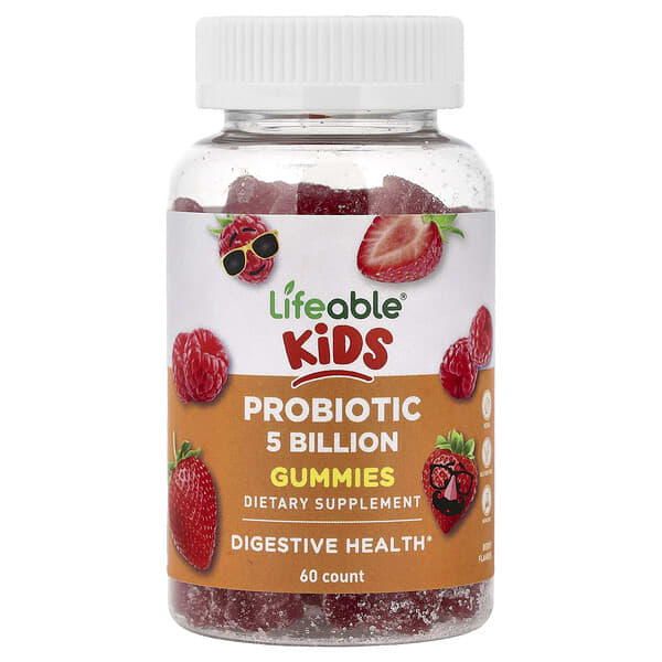 Lifeable, Kids Probiotic Gummies, Berry, 60 Gummies