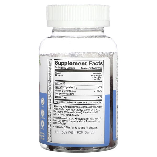 Alternative view of Lifeable, Kids Vitamin B12 Gummies, Sugar Free, Natural Strawberry, 60 Gummies (500 mcg per Gummy)