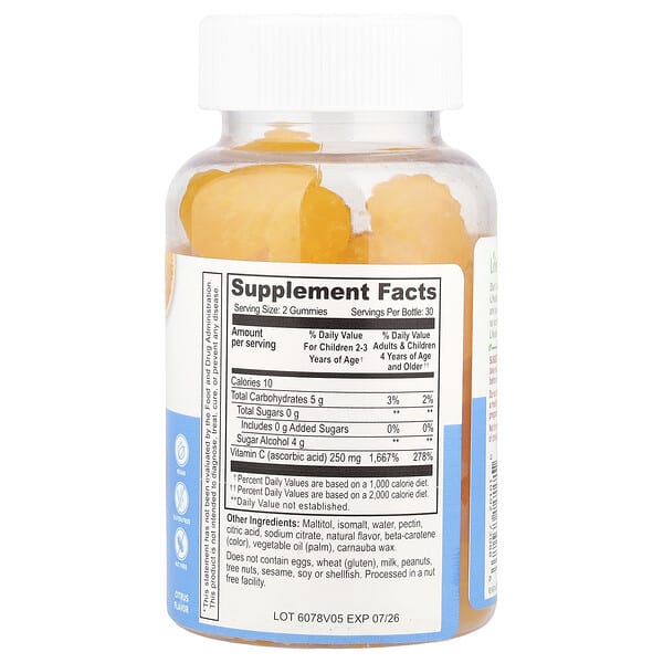 Alternative view of Lifeable, Kids, Vitamin C Gummies, Sugar Free, Citrus, 60 Gummies (125 mg per Gummy)