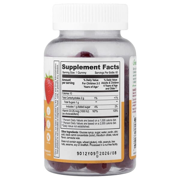 Alternative view of Lifeable, Kids Vitamin D3 Gummies, Strawberry, 60 Gummies