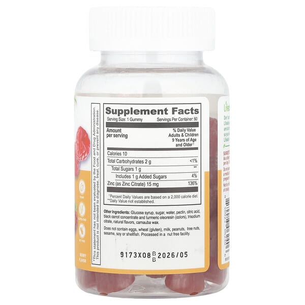 Alternative view of Lifeable, Kids Zinc Gummies, Berry, 15 mg, 60 Gummies