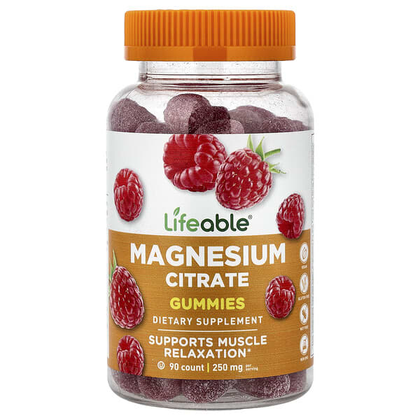 Lifeable, Magnesium Citrate Gummies, Raspberry, 90 Gummies (83.3 mg per Gummy)