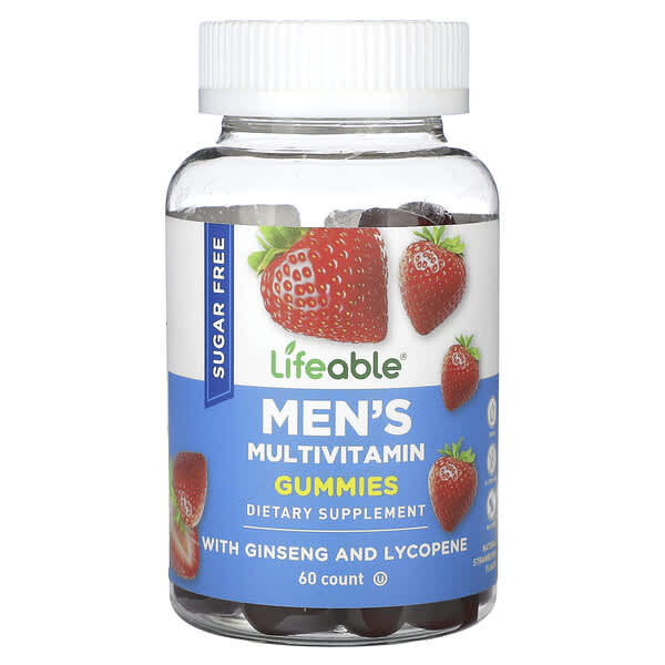 Lifeable, Men's Multivitamin Gummies, Sugar Free, Berry, 60 Gummies