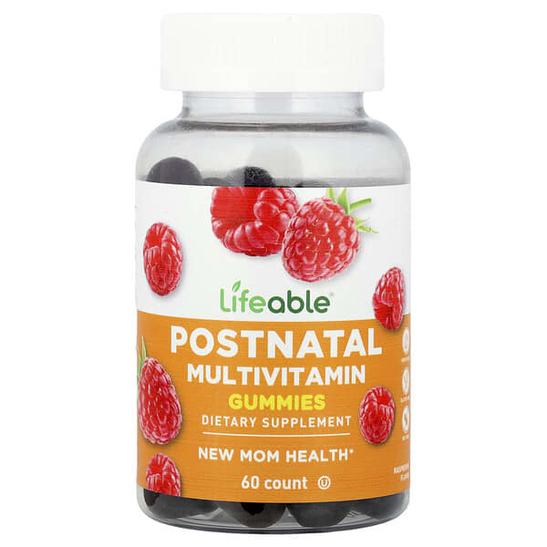 Lifeable, Postnatal Multivitamin Gummies, Raspberry, 60 Gummies 4 Lifeable, Postnatal Multivitamin Gummies, Raspberry, 60 Gummies