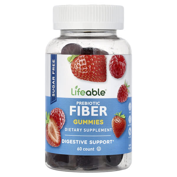 Lifeable, Prebiotic Fiber Gummies, Sugar Free, Berry, 60 Gummies 4 Lifeable, Prebiotic Fiber Gummies, Sugar Free, Berry, 60 Gummies