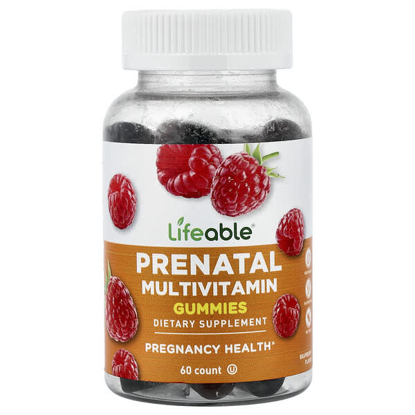 Lifeable, Prenatal Multivitamin Gummies, Raspberry, 60  Gummies