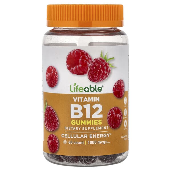Lifeable, Vitamin B12 Gummies, Raspberry, 60 Gummies