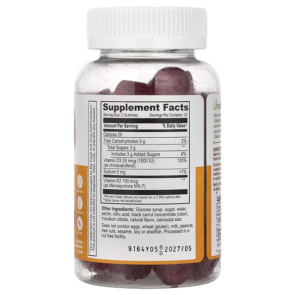 Alternative view of Lifeable, Vitamin D3 + K2 Gummies, Natural Strawberry, 60 Gummies