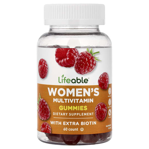 Lifeable, Women's Multivitamin Gummies, Raspberry, 60 Gummies