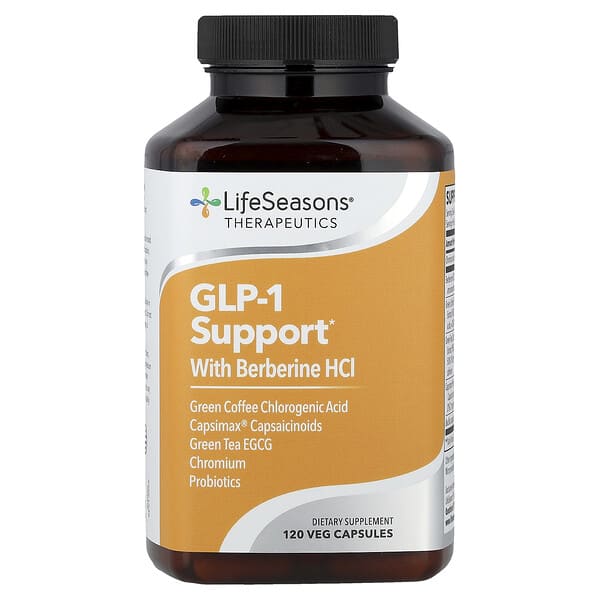 LifeSeasons, Therapeutics, GLP-1 Support, With Berberine HCl, 120 Veg Capsules