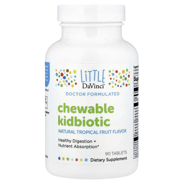 Little DaVinci, Chewable Kidbiotic, Natural Tropical Fruit, 90 Tablets