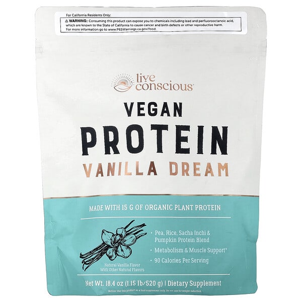 Live Conscious, Vegan Protein, Vanilla Dream, 1.15 lb (520 g)