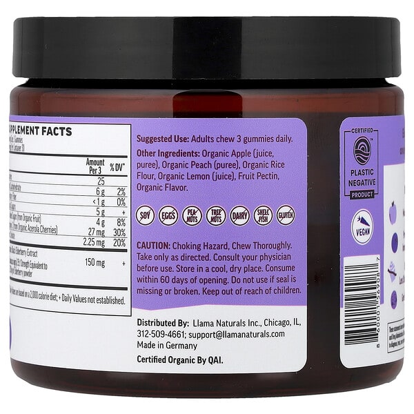 Alternative view of Llama Naturals, Adult Elderberry, Real Fruit Gummies, Very Berry Elderberry, 90 Gummies